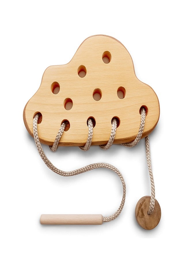 DEAL NUT Wooden Lacing Toy for Toddlers,Threading Toy Kids Travel Road Trip Games Educational Learning Motor Skills Montessori Toys, Activity Toys (Cloud, Beige) - Image 1